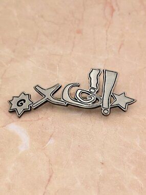 3/$30 Vintage Comic Curse Brooch Pin Black White Enamel 💥X@!!💥 Fun Novelty